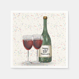 Servilleta De Papel Botella de vino de la fiesta de aniversario número