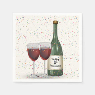 Servilleta De Papel Botella de vino y dos copas para fiesta de anivers