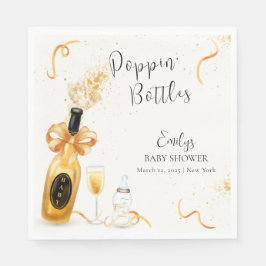 Servilleta De Papel Botellas Black Gold Poppin Champán Baby Shower