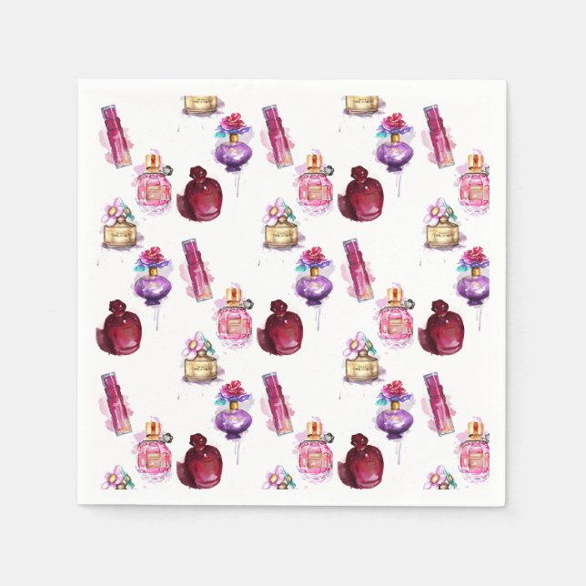 Servilleta De Papel Botellas de perfume acuarela (Anverso)