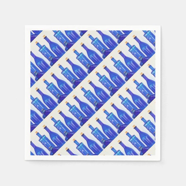 Servilleta De Papel Botellas de vidrio azul (Anverso)