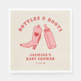 Servilleta De Papel Botellas y boots Cowgirl Baby Shower rosa occident