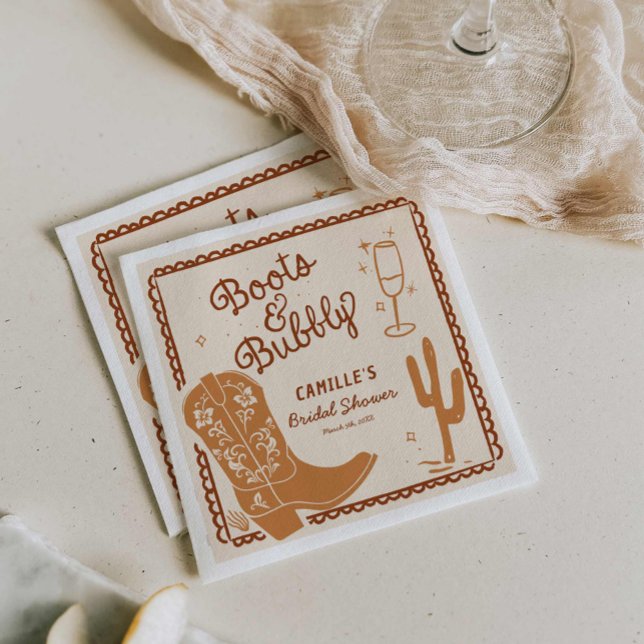 Servilleta De Papel Botes y mano blanda y vibrante dibujada (Boots and Bubbly whimsical hand drawn napkins)