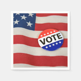 Servilleta De Papel Botón De Voto En La Bandera De Estados Unidos