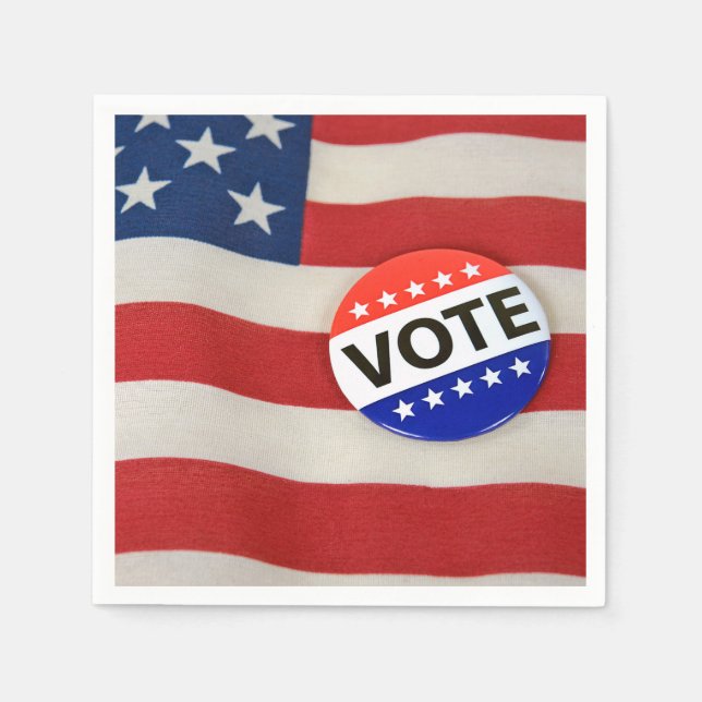 Servilleta De Papel Botón De Voto En La Bandera De Estados Unidos (Anverso)