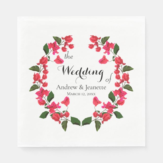Servilleta De Papel Bougainvillea Bodas de flores Napkins (Anverso)