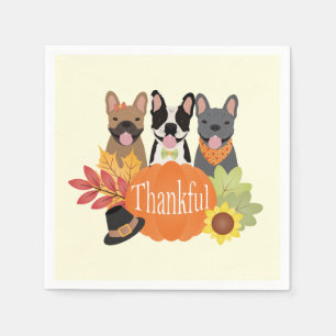 Servilleta De Papel Bouldogues franceses agradecidos Día de Acción de 