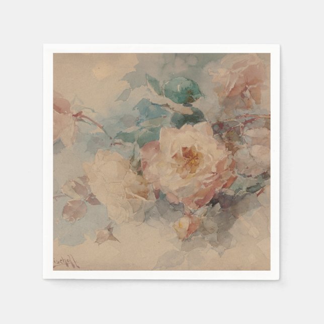 Servilleta De Papel Bouquet de Rosas - Franz Bischoff (Anverso)