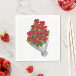 Servilleta De Papel Bouquet De Rosas Rojas