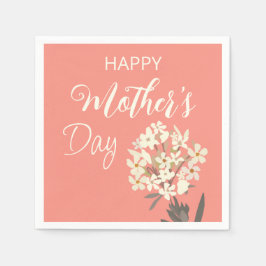 Servilleta De Papel Bouquet floral blanca / Día de la madre