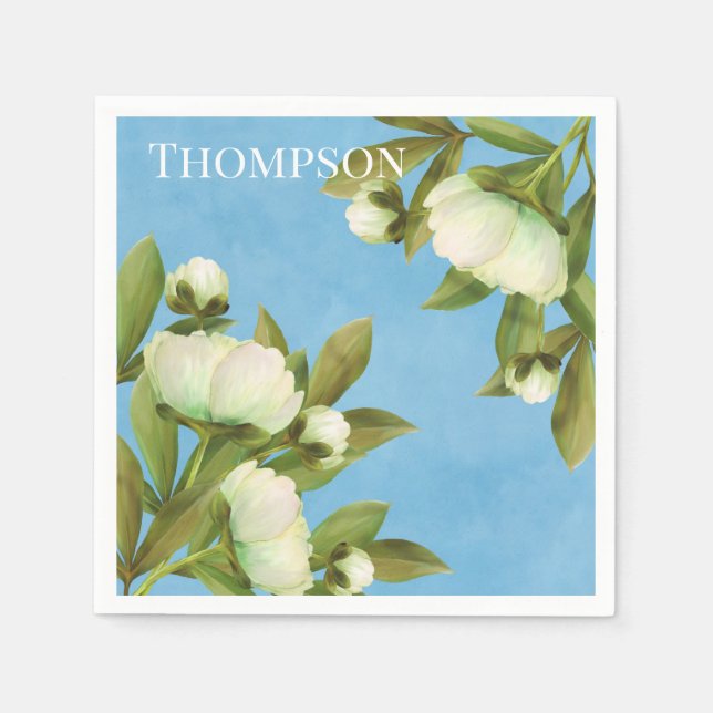 Servilleta De Papel Bouquet floral de peonies blancos (Anverso)