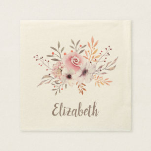 Servilleta De Papel Bouquet floral rosa pastel - Personalizado