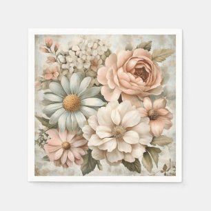 Servilleta De Papel Bouquet floral vintage con flores pastorales suave