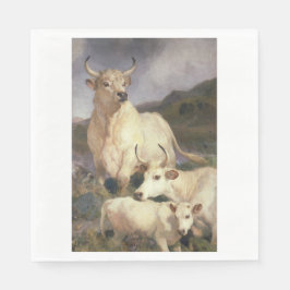 Servilleta De Papel Bovino salvaje de Chillingham (vacas)
