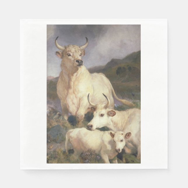 Servilleta De Papel Bovino salvaje de Chillingham (vacas) (Anverso)