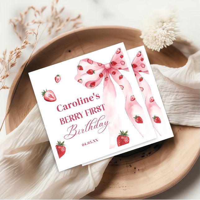 Servilleta De Papel Bow Berry Primera fresa Napkins Birthday (Subido por el creador)