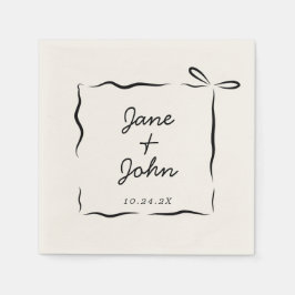 Servilleta De Papel Bow Boda Cocktail Napkins Handdraw