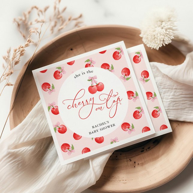 Servilleta De Papel Bow Cherry en Top Baby Girl Shower (Subido por el creador)