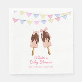 Servilleta De Papel Bow de rosado lindo Crema de hielo Baby Shower