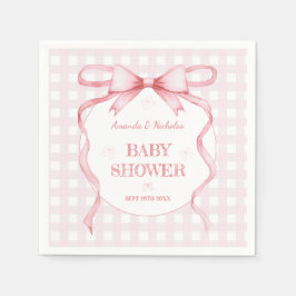 Servilleta De Papel Bow Gingham Baby Shower