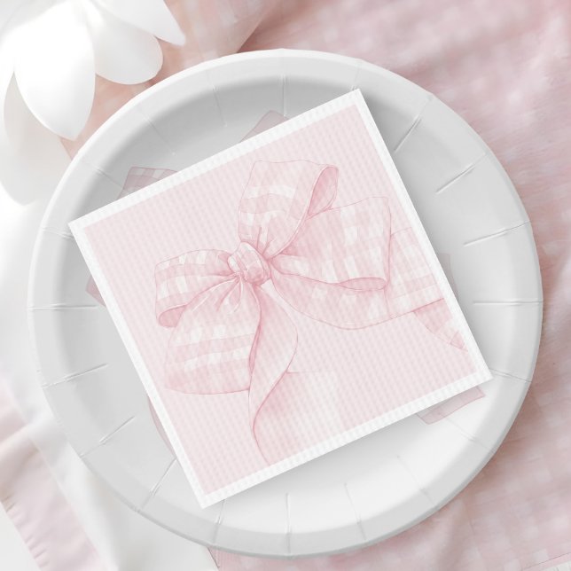 Servilleta De Papel Bow Gingham Baby Shower (Subido por el creador)