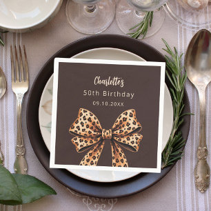 Servilleta De Papel Bow leopardo impresión bistre marrón Cumpleaños