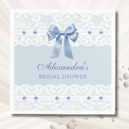 Servilleta De Papel Bow Pearl Lace Algo Azul Bridal Shower