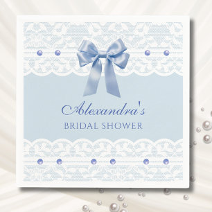 Servilleta De Papel Bow Pearl Lace Algo Azul Bridal Shower