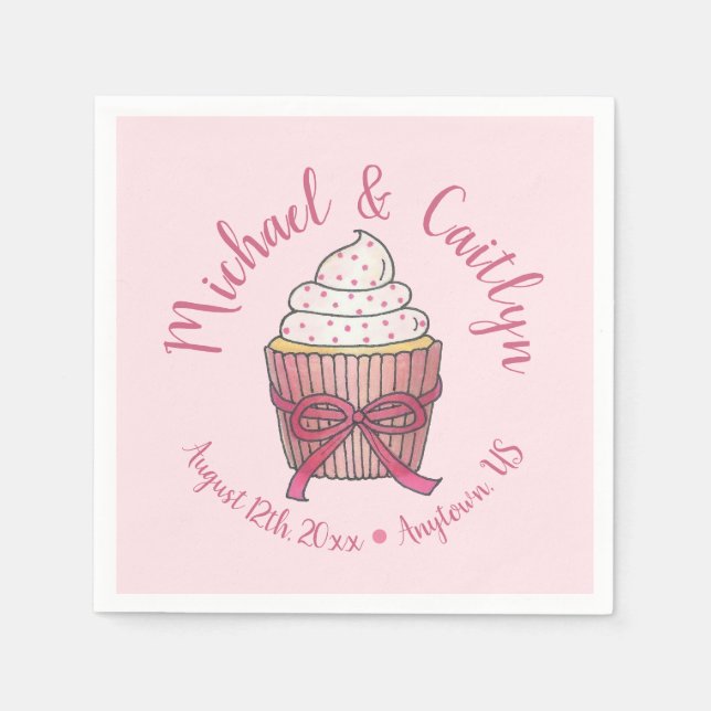 Servilleta De Papel Bow Rosado De Torta Rocida Boda Ducha De Novias (Anverso)