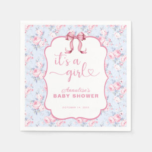 Servilleta De Papel Bow rosado es un Baby Shower Chica