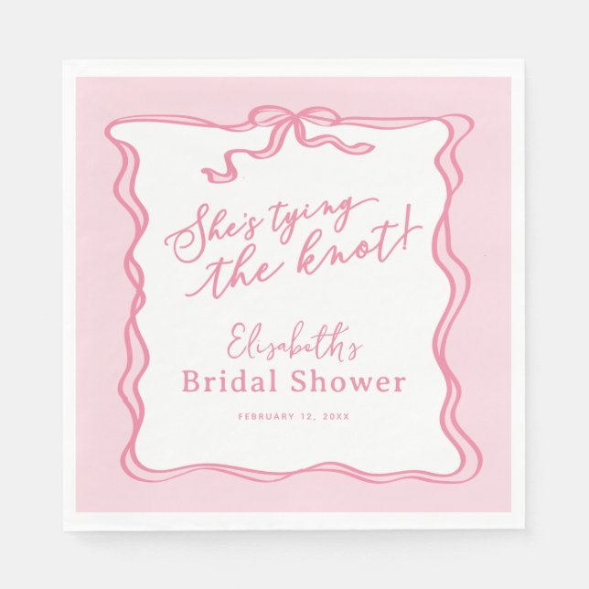 Servilleta De Papel Bow rosado retro que está atando el nudo (Anverso)