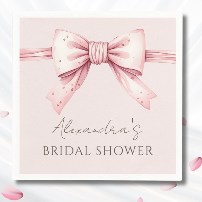 Servilleta De Papel Bow rosado tira y se ata la ducha nupcial (Subido por el creador)