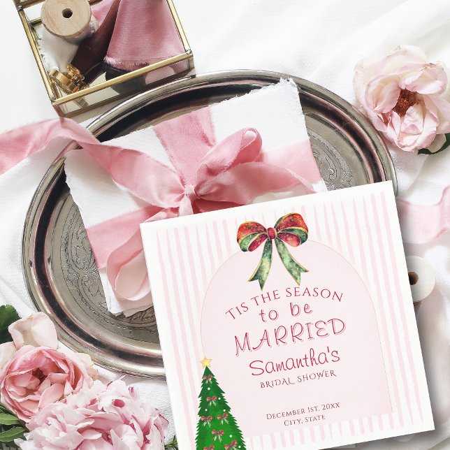 Servilleta De Papel Bow Tis The Season To Be Married Bridal Shower (Bow Tis The Season To Be Married Bridal Shower Festive Napkins Wedding Rehearsal Dinner Serviettes)