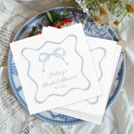 Servilleta De Papel Bow Tying Knot Algo Blue Bridal Shower