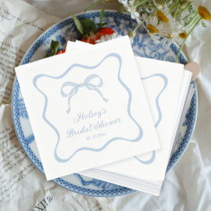 Servilleta De Papel Bow Tying Knot Algo Blue Bridal Shower