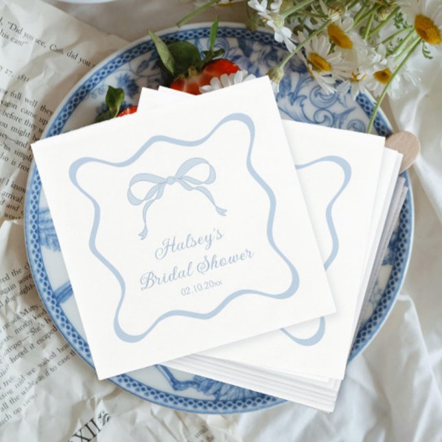Servilleta De Papel Bow Tying Knot Algo Blue Bridal Shower (Subido por el creador)