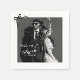 Servilleta De Papel Bow Vintage Script Custom Photo Wedding