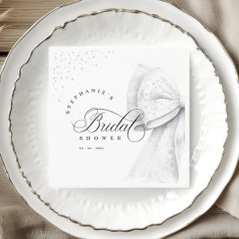 Servilleta De Papel Bow White Pearls Bridal Shower