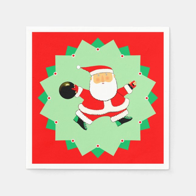 Servilleta De Papel Bowling Christmas Holiday Party (Anverso)