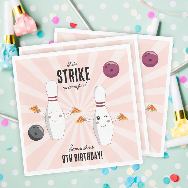 Servilleta De Papel Bowling Pizza Strike Algunos Divertidos Niños Cump (Bowling Pizza Strike Up Some Fun Kids Birthday Napkins)