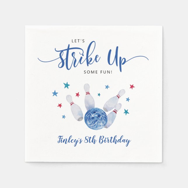 Servilleta De Papel Bowling Strike Up Some Fun Boy Birthday (Anverso)