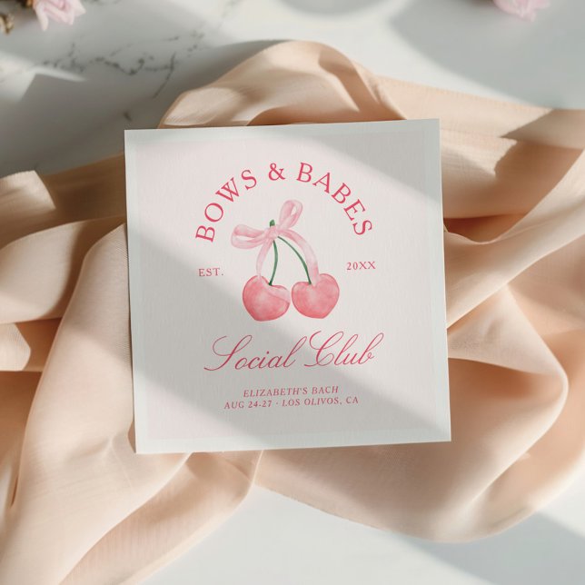 Servilleta De Papel Bows & Babes Coquette Cherries Bachelorette (Subido por el creador)