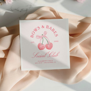 Servilleta De Papel Bows & Babes Coquette Cherries Despedida de solter