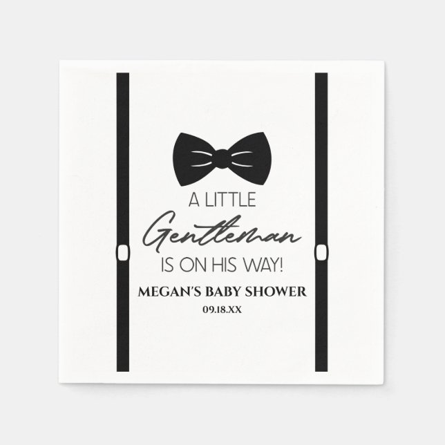 Servilleta De Papel Bowtie Suspende un pequeño Baby Shower (Anverso)