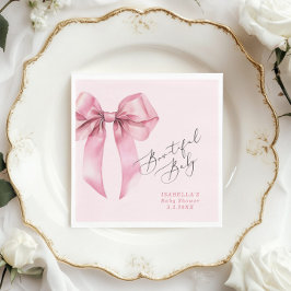 Servilleta De Papel Bowtiful Baby Pink Bow Baby Shower