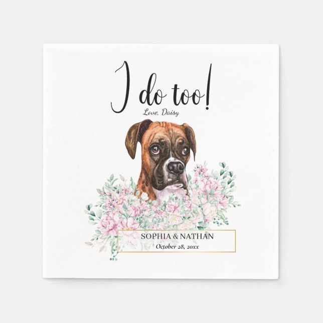 Servilleta De Papel Boxer Dog Boda Cocktail Napkins (Anverso)