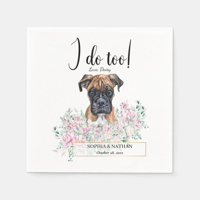 Servilleta De Papel Boxer Dog Boda Cocktail Napkins (Anverso)