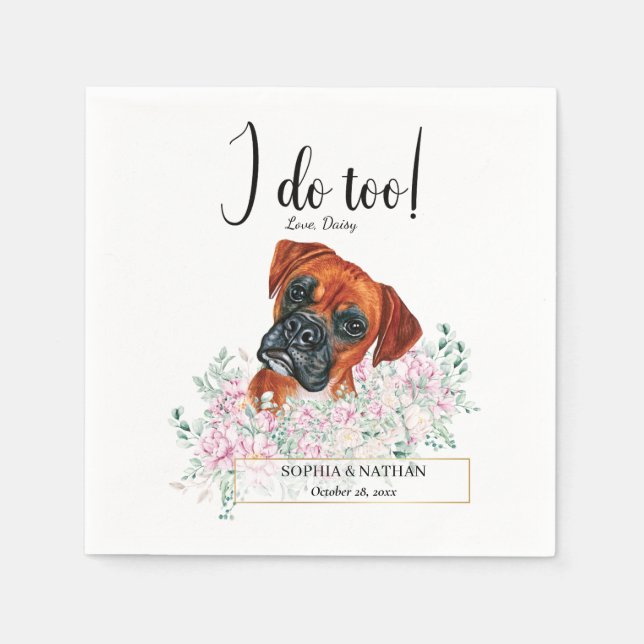 Servilleta De Papel Boxer Dog Boda Cocktail Napkins (Anverso)