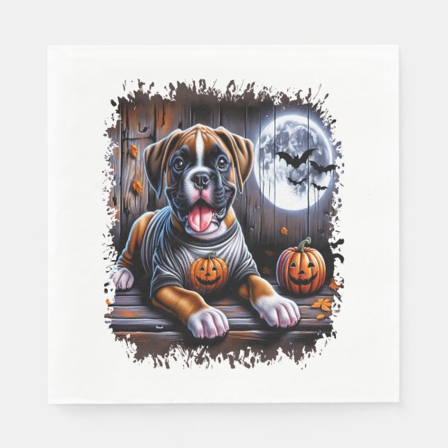 Servilleta De Papel Boxer Dog Halloween (Anverso)