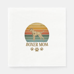 Servilleta De Papel Boxer Mamá Perro Retro Atardecer Huellas De Patas_